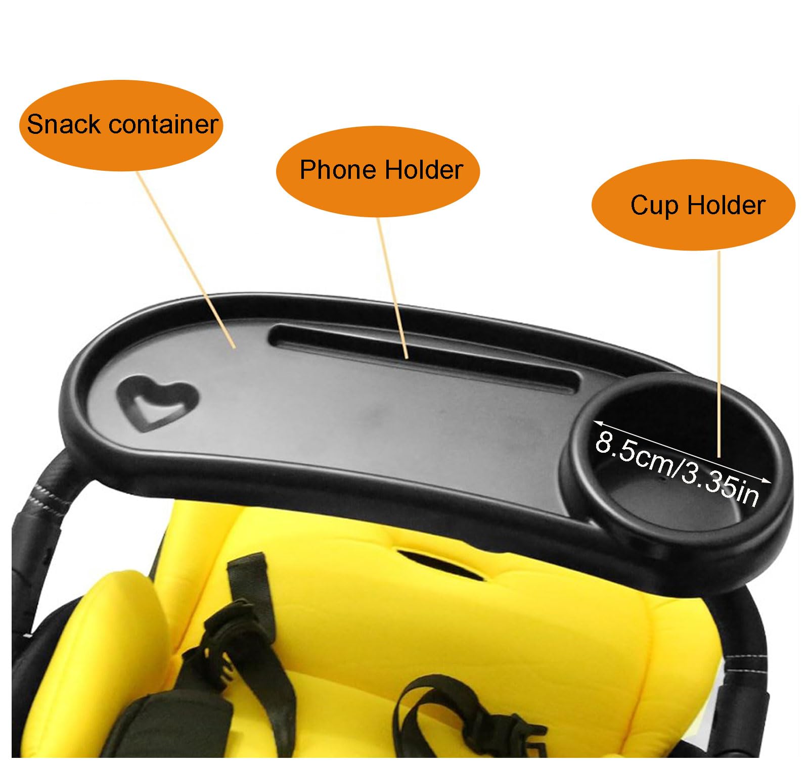 Bandeja universal para cochecito de bebé, bandeja universal para cochecito de bebé, con soporte para bebidas, accesorio para cochecito, adecuado para botellas de agua, alimentos, teléfonos móviles,