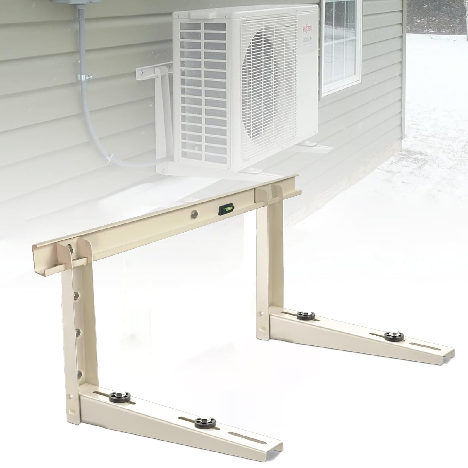 Wall Mounting Bracket for Mini Split AC – Heavy Duty Steel Support for 9,000–36,000 BTU Units – 550lbs Capacity – Rust-Proof Powder Coated, Outdoor Condenser Wall Mount