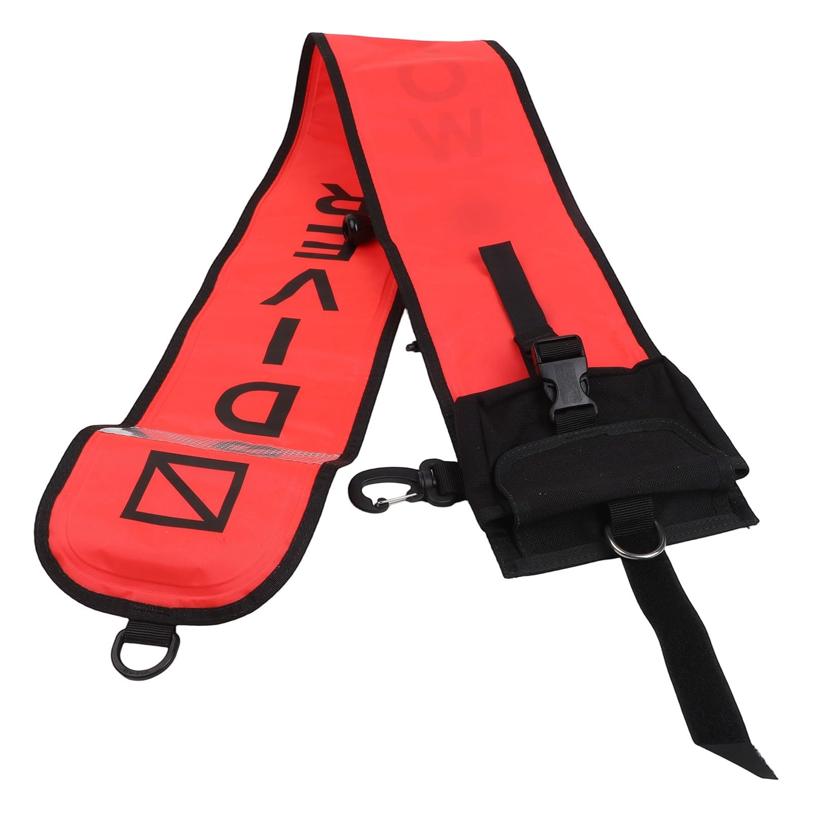 Kit boa segnalatore in nylon rosso per immersioni subacquee SMB, 120 x 15 cm, con bobina da 30 m e chiusura a scatto in acciaio inox 316, per la sicurezza della barca