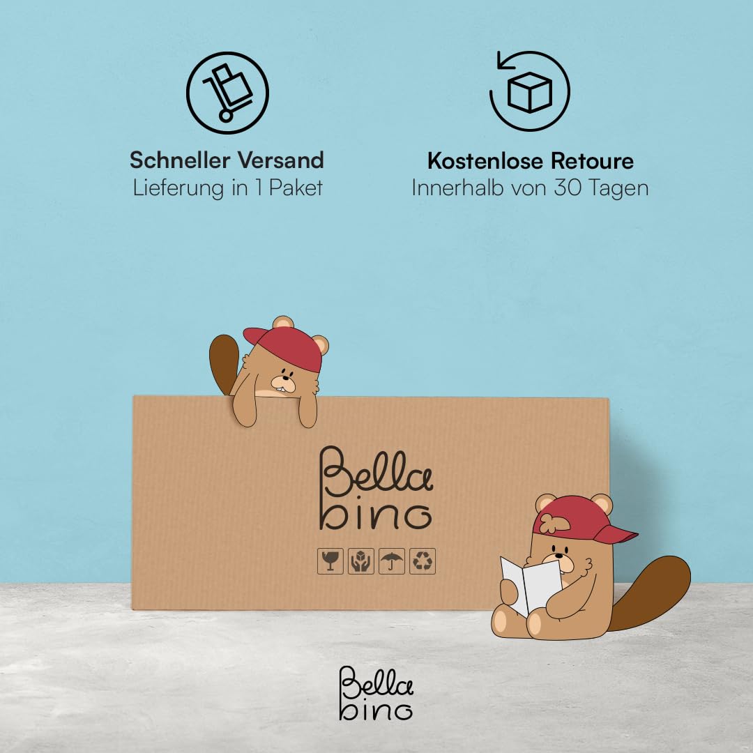 Bellabino Ryck Kleiderstange für Kinder – Kleiderständer aus Massivholz Natur/Weiß mit 4 Ablageflächen – Montessori Kindergarderobe für Jungen & Mädchen – Garderobe mit Schuhablage für Kinderzimmer