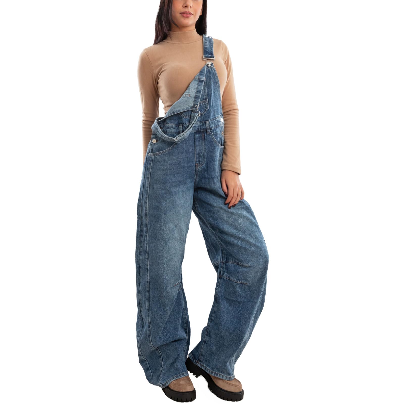 Toocool Salopette Donna Jeans Overall Pantaloni Baggy Banana Denim Loose Fit F32258
