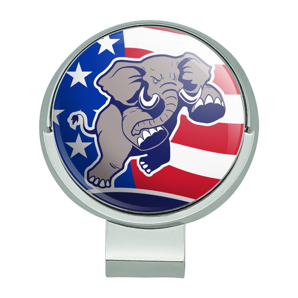 GRAPHICS & MORE Angry Republican Elephant Politics GOP American Flag Golf Hat Clip with Magnetic Ball Marker