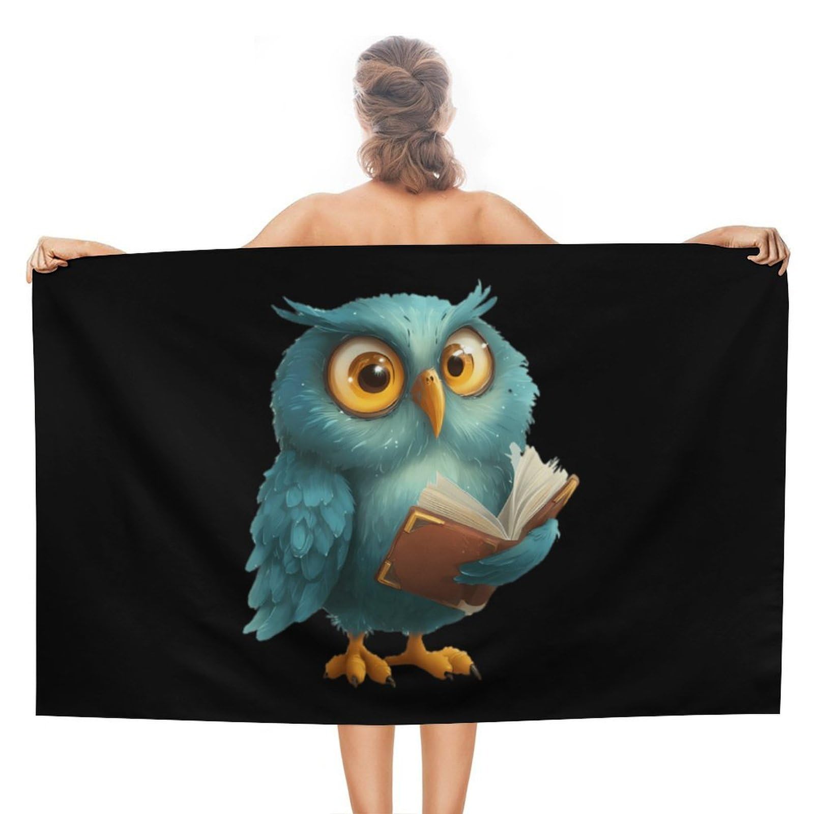 CGSBNGHA Reading Owl Beach Towels Soft Bathroom Bath Pool Swim Towels for Women Men