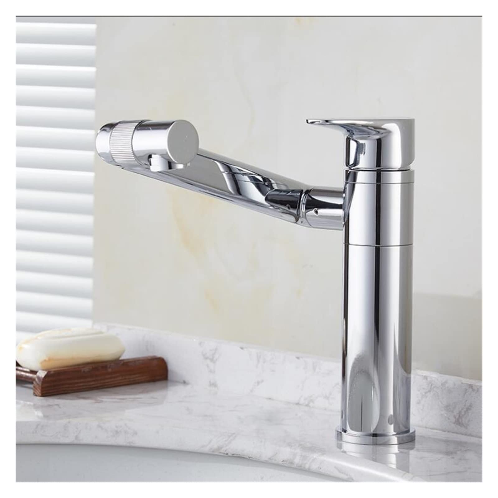 Mitigeur de salle de bain laiton grue évier robinet eau chaude et froide chrome 360°