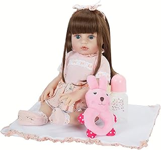 48/55 cm赤ちゃん人形の生まれ変わりました ソフトビニルシリコーンの生まれた人形のライフ 女の子新生現実的な子供のタッチプレイメイト,Blue eyes,55CM