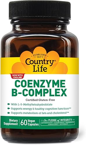 Country Life Complejo B de coenzima, 60 cápsulas, apoya la energía y el metabolismo, el estado de ánimo y la función cognitiva, veganas, sin gluten,