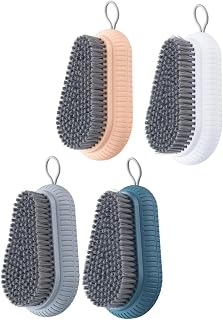 TOYANDONA 4 Piezas Cepillo de Limpieza Multiusos para Ropa y Zapatos con Cerdas Suaves Densas para Lavandería Baños y Rincones Difíciles Colores Blanco Azul Rosa y Gris