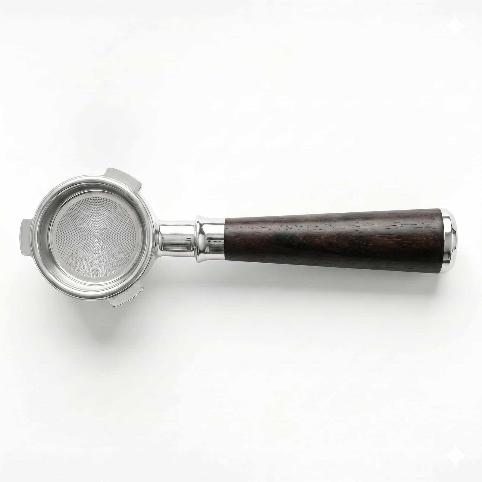 Filtr do espresso, 54 mm, bezdenny portafilter do kawy marki CrossCreek z filtrem portafilter ze stali nierdzewnej i litego drewnianego uchwytu do ekspresu do espresso Breville Barista 6296-53101-01A