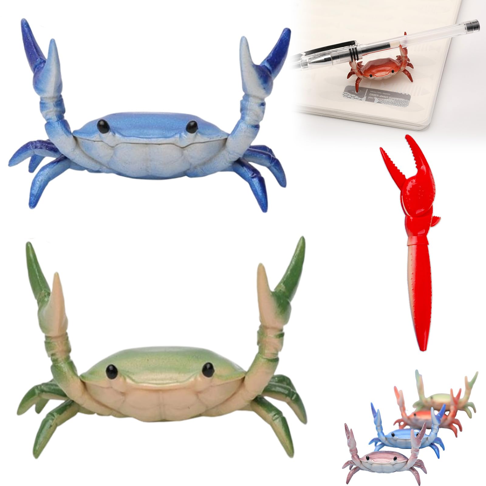 Cute Crab-Shaped Pen Holder, 2026 New Desk Crab Pen Holder, Weightlifting Crabs Desk Pens Stand, Mini Realistic Crabs Pencil Holders, for Office Workspace Study Home Tabletop (B+C)