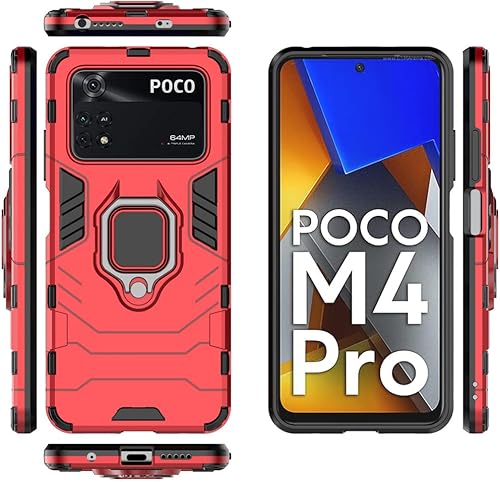 Miniatura 3 de Compatible con funda Xiaomi Mi Poco M4 Pro 4G, soporte de anillo de metal a prueba de golpes (funciona con soporte magnético para automóvil),