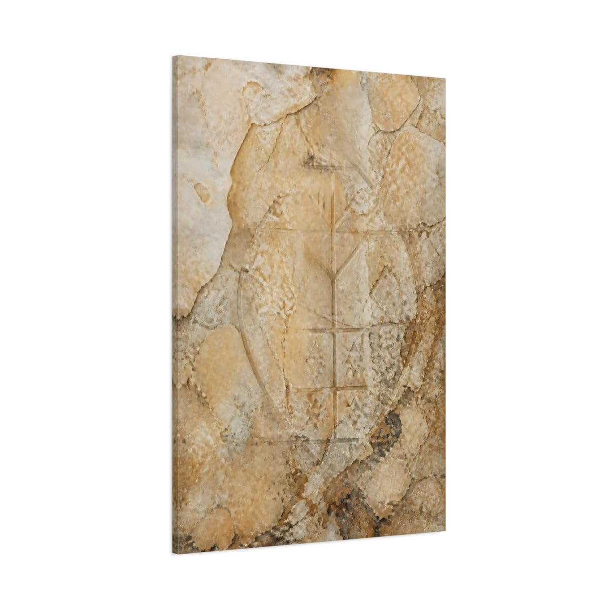 Tableau vintage salon beige grand format vertical 80x120cm - 8