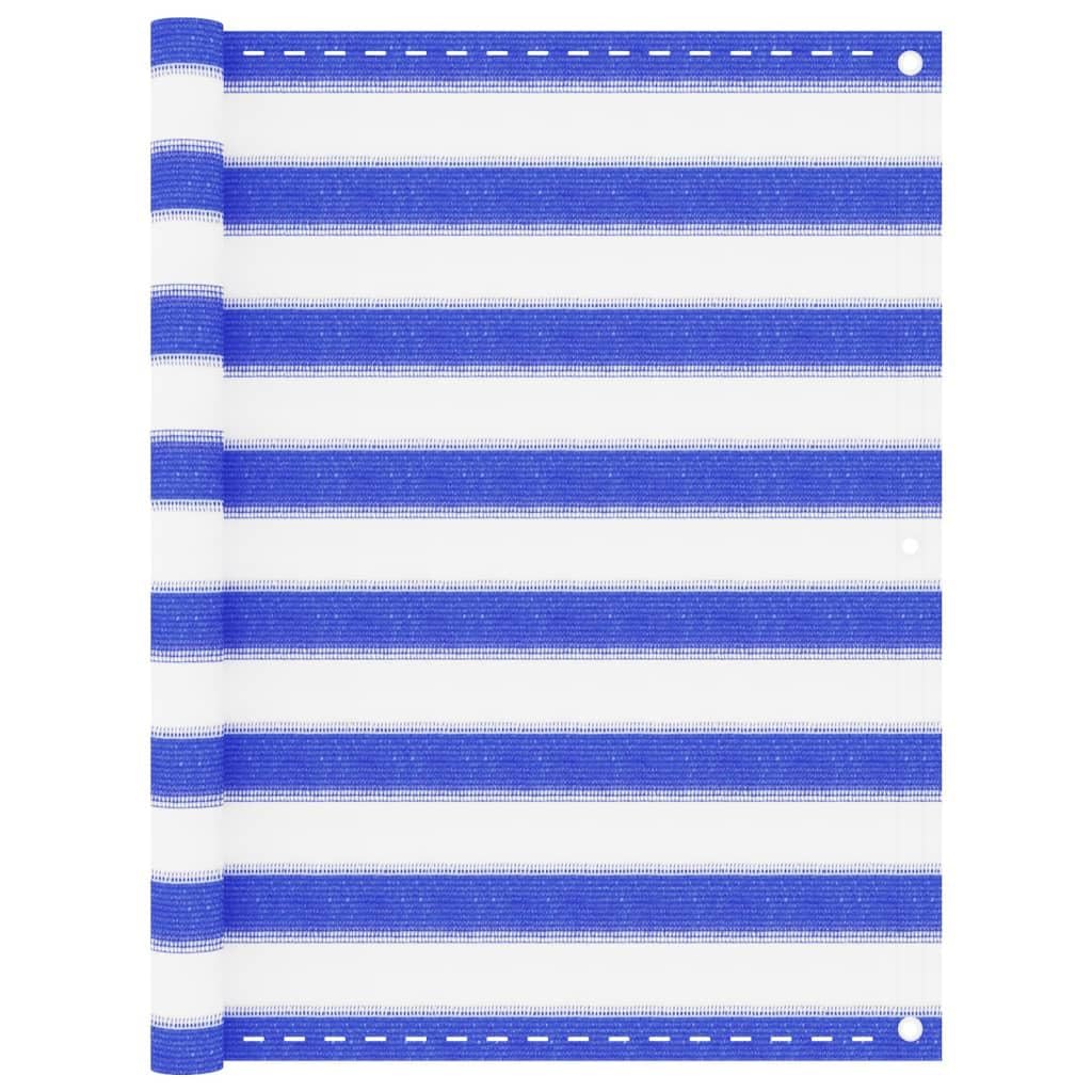 Bussandri Blue/White Vidaxl Hdpe Balcony Screen - Uv And Mould Resistant, Wind Permeable, Easy Installation With Rope, And 90X500 Cm Size