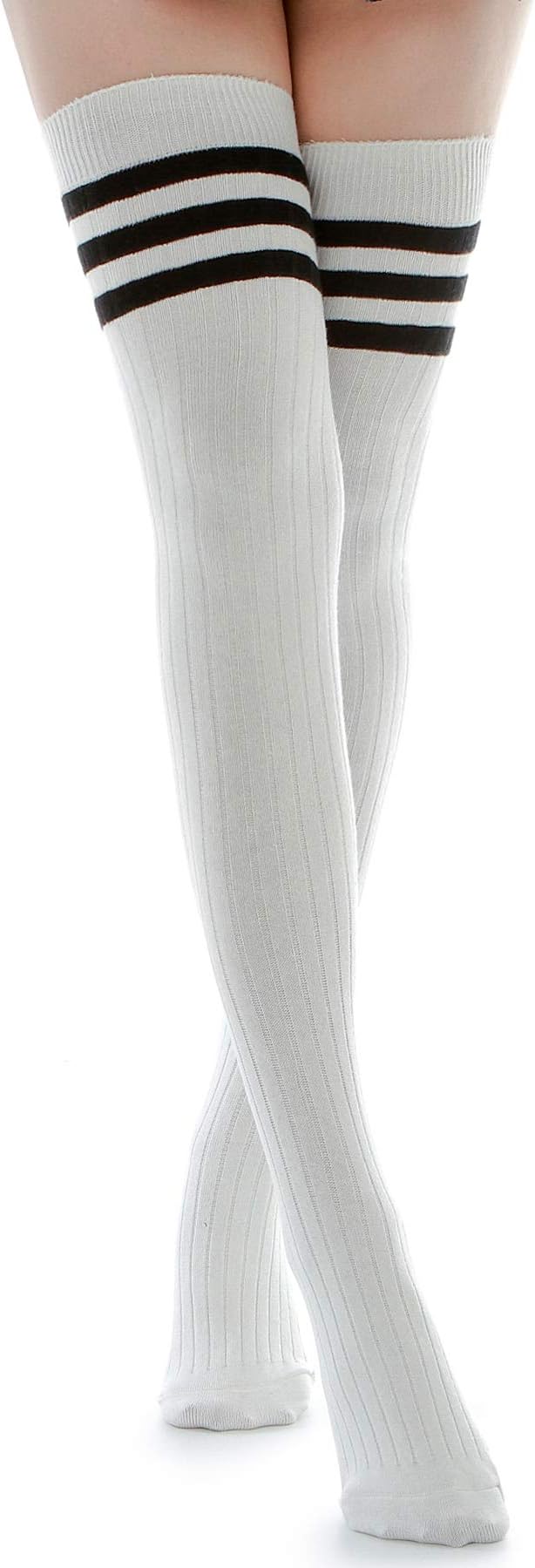 Kayhoma Extra Long Cotton Mid Thigh High Socks Over the Knee High Boot Stockings Cotton Leg Warmers