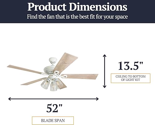 Miniatura 6 de Prominence Home Glenmont 50389-01 - Ventilador de techo LED de granja de 52 pulgadas con luz, cadena de tracción, tres opciones de montaje, aspas de