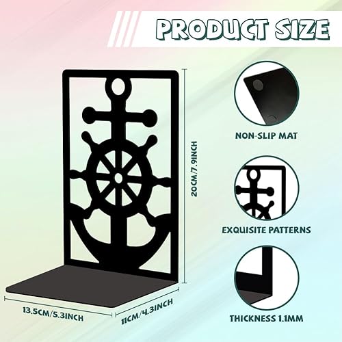 Miniatura 2 de Peacoblue Sujetalibros de metal para estantes, modernos tapones decorativos resistentes para libros de estudio, para oficina, escritorio, estante,