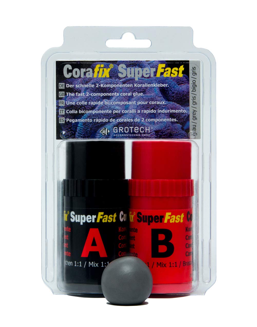 CoraFix SuperFast, grau 240g - Der schnelle 2-Komponenten Korallenkleber.