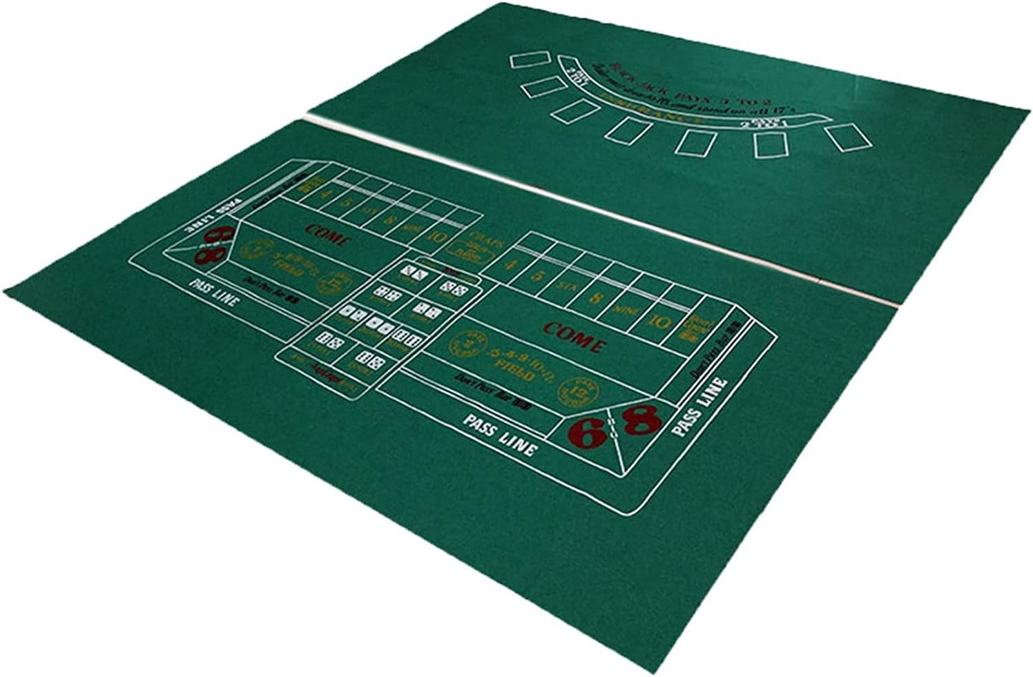Portable Poker Table Top Tabletop Casino Felt Layout Double-Sided Game Tablecloth Non-Woven Fabric Craps and Blackjack Game Mat Fun Game Night Supplies - Cool Casino Gift for Kid