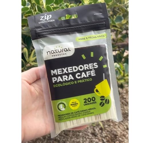 Mexedor de Bambu Ecológico Para Café Drinks 11cm Natural Produtos - 200 Unidades