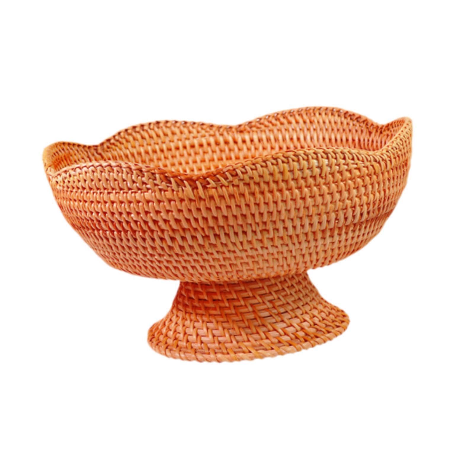 Alcxazs Bread Display Stand With Base Basket Fruit Plate Unique Storage Solution Beautiful Woven Tray Snacks At Home Organizer Tray For Storage Breakfast