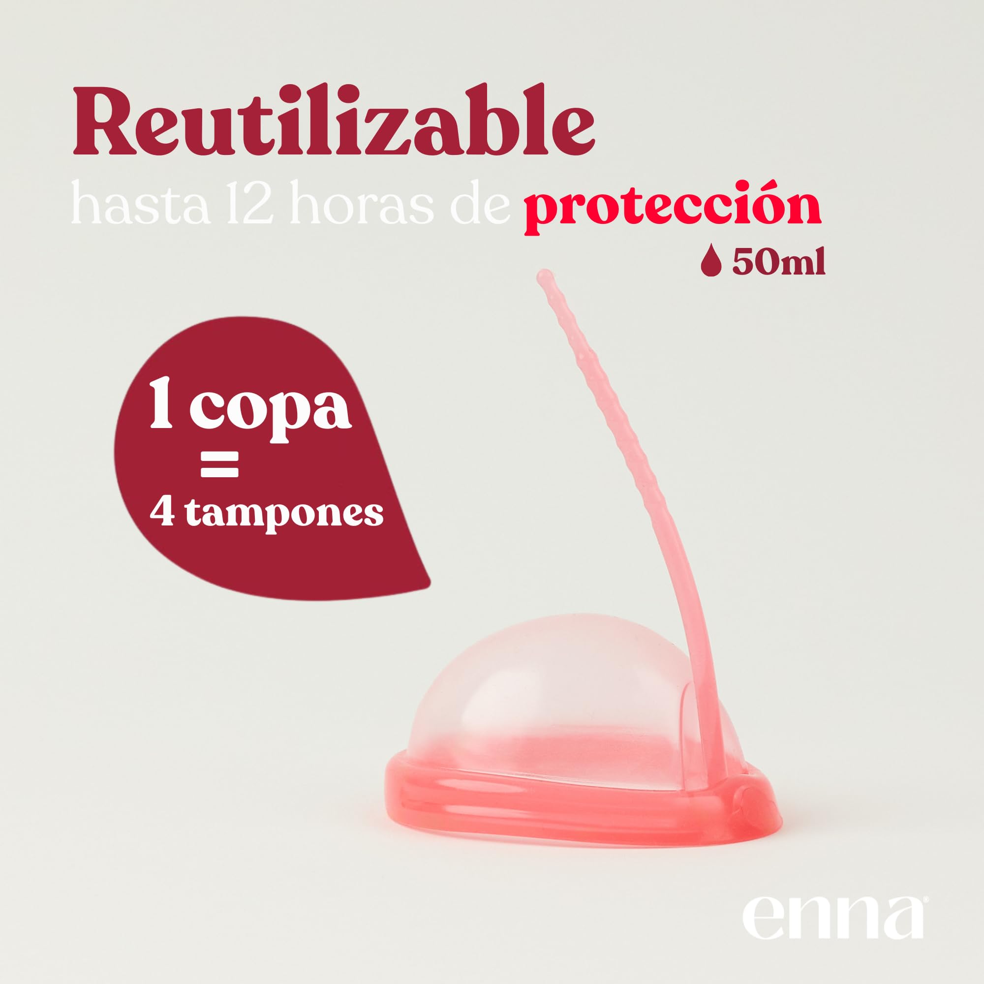 enna CYCLE DISC – Disco Menstrual Reutilizable con Hilo Removible Exclusivo, 50 ml de Capacidad, Silicona Médica Fabricada en España, Hasta 12h de Protección