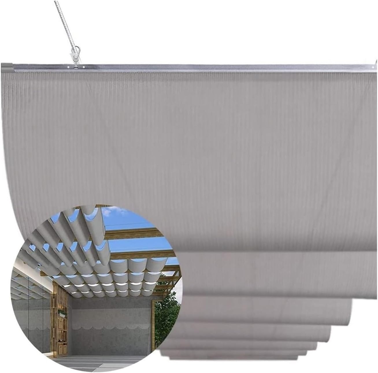 伸縮式シェードカバー 引き込み式ウェーブサンシェードセイル オーニング 雨よけ 日焼け止め 紫外線防止 プライベートクラブ グレープ