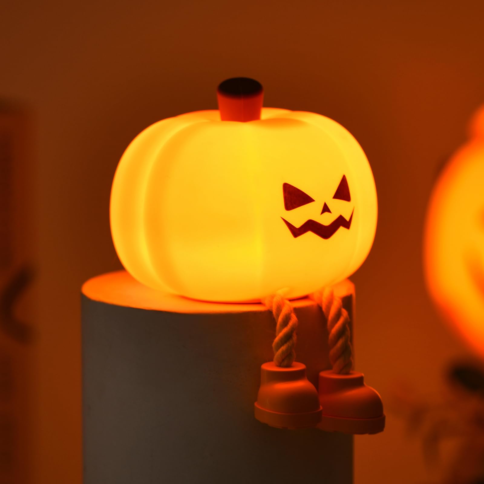 Ultroian Cute Silicone Pumpkin Night Light Rechargeable Dimmable Nursery Nightlight Bedside Touch Lamp for Breastfeeding Pumpkin Decor for