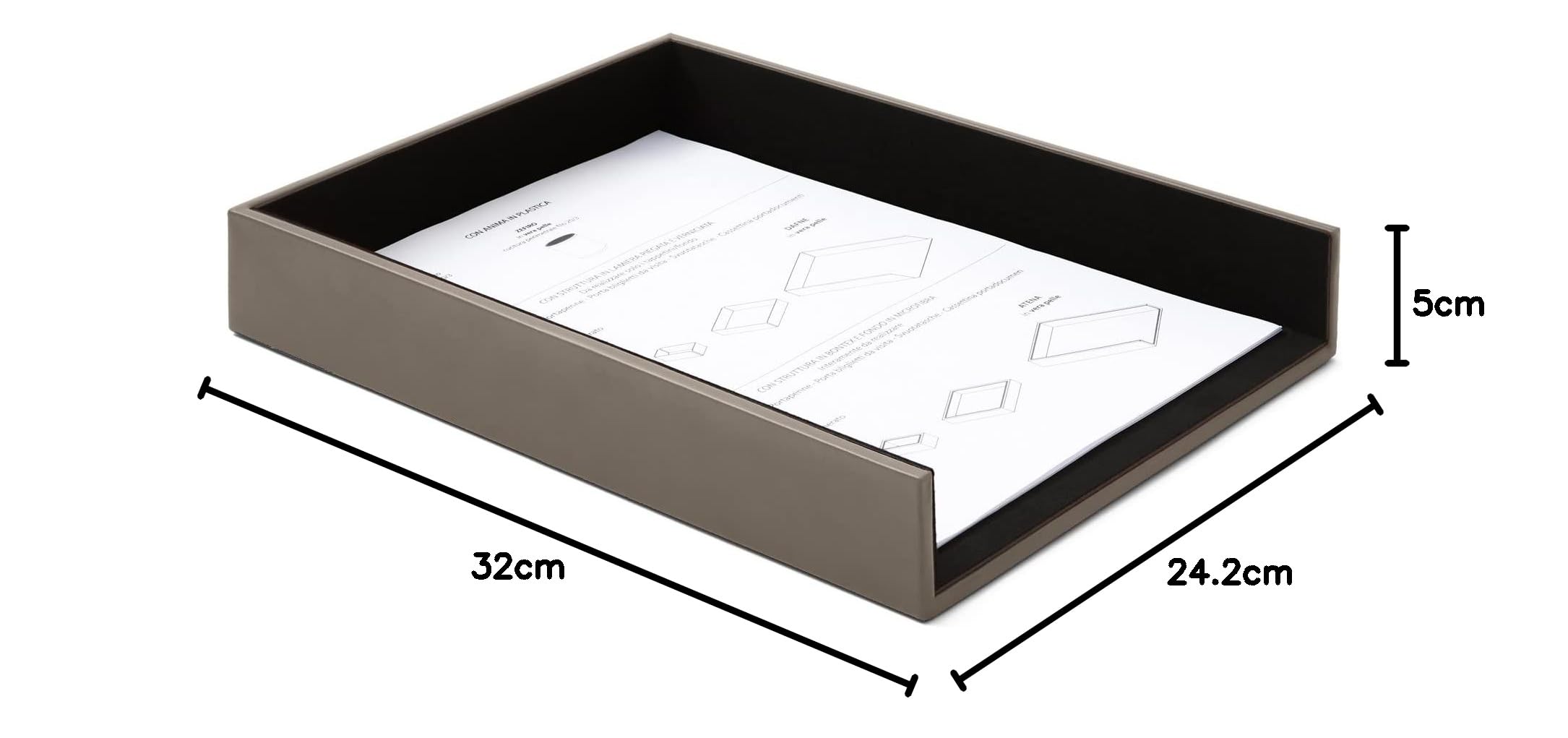 Portadocumenti In Cuoio Eglooh Minerva - Vaschetta A4 Made In Italy Per Ufficio, Nero - Foto 7