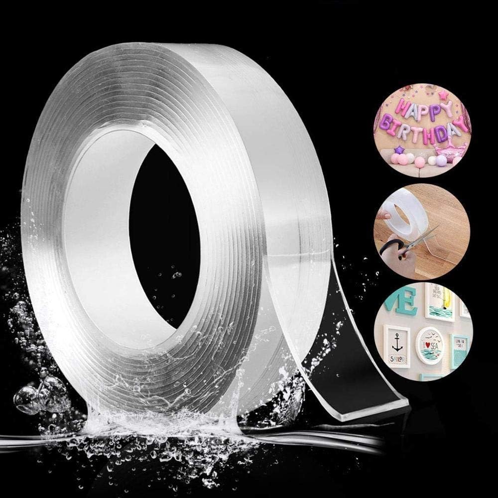 WENGONVILA Double Sided Tape Heavy Duty - Multipurpose Removable Traceless Mounting Adhesive Tape for Walls?Washable Reusable Strong Sticky Strips Gel Tape Clear Transparent (double sided tape)
