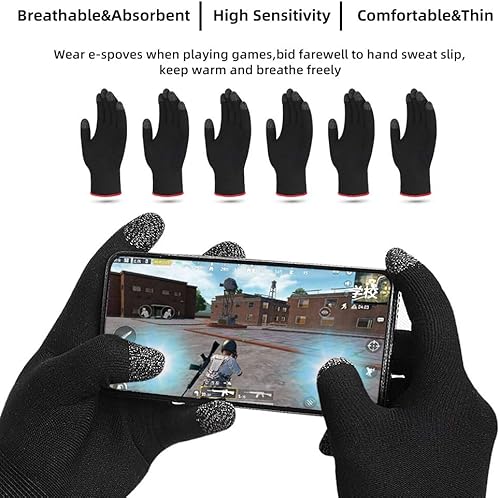 Miniatura 7 de ZEPOHCK Guantes de juego, antisudor, transpirables, táctiles, para dedos, material de fibra nano-plata altamente sensible, compatible con casi todos