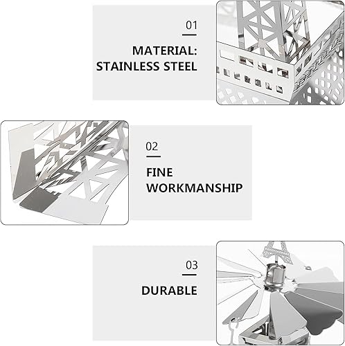 Miniatura 8 de Uonlytech Candelabro giratorio romántico de la torre Eiffel de metal para decoración de mesa