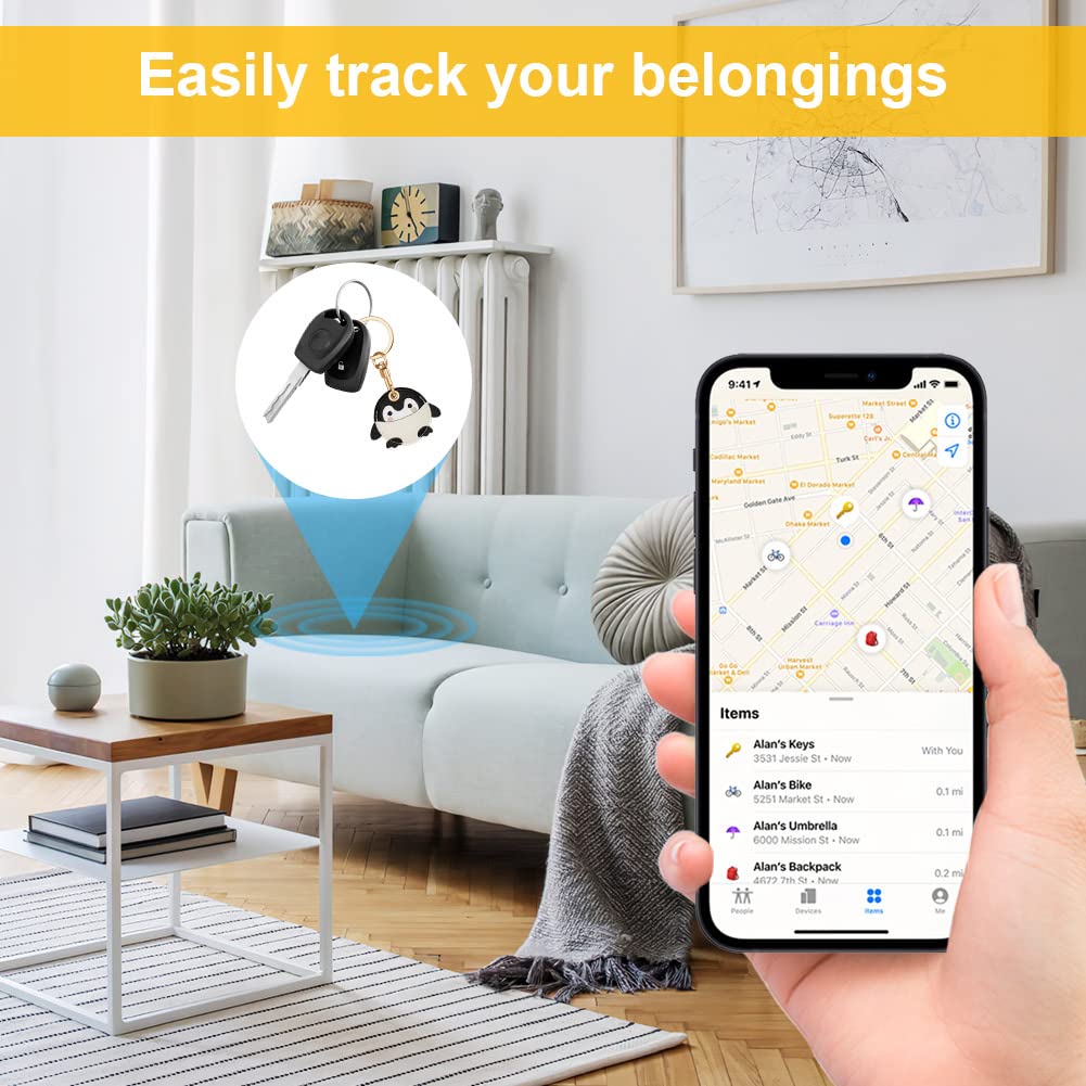AXFEE 360° Protective Case for Apple Air-Tag, Penguin Leather Keyring Case, Holder for Air-Tags, Decorations for Key, Bag, Pet Collar — view 2