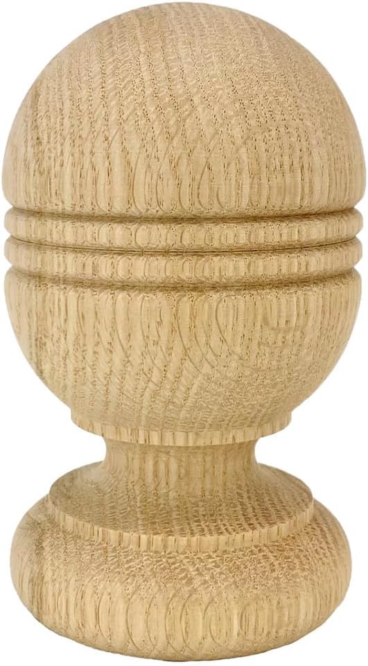 Twisp Beaded Style Interior Finial, in White Oak, by Island Post Cap. 5 1/4" Tall x 3 1/16" Wide. No Hardware. Ready to Paint Or Stain. Bed Post Finials, Staircase Newel Posts. 1 PC.