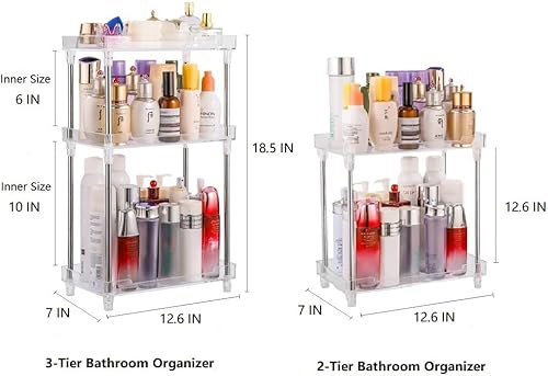 Miniatura 3 de Fullplus Organizador de maquillaje giratorio de 360 grados, organizador de baño, bandeja de tocador de acrílico multifuncional, estante de esquina