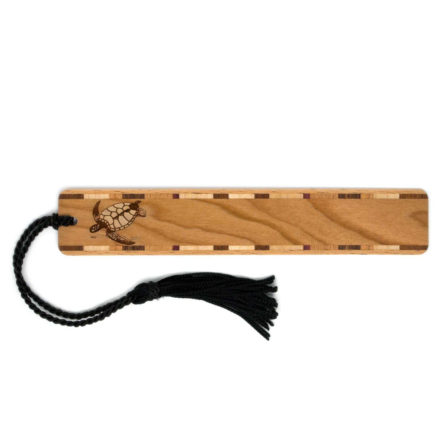 Sea Turtle Tortoise Engraved Wooden Bookmark on Cherry with Tassel - Search B071JZPPKJ for Personalized Version