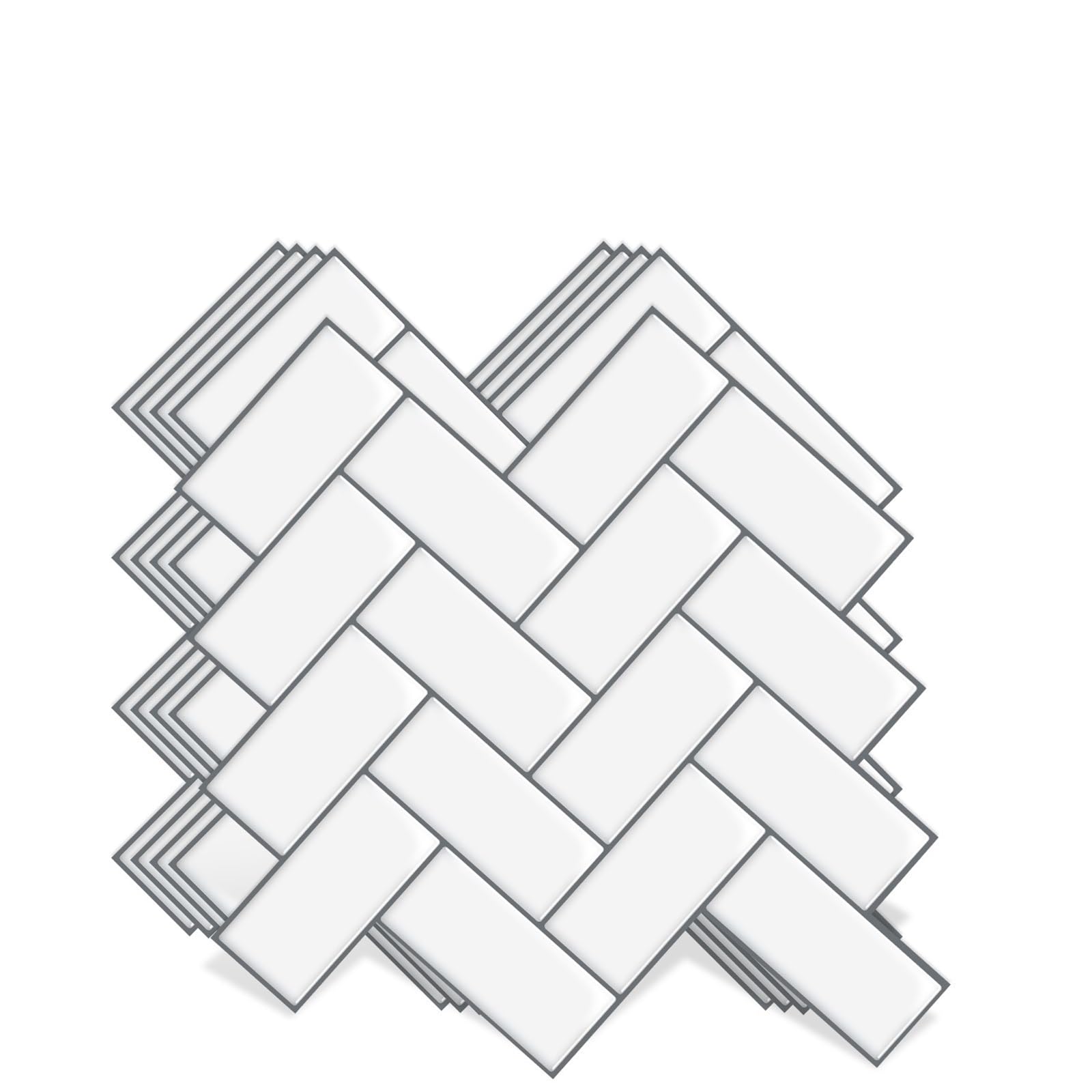 Splashback for Kitchen 5/10Sheet Stick On Self-Adhesive Tile White Peel and Tiles for Kitchen and Bathroom Herringbone and Back Splash(VP402-5PCS)
