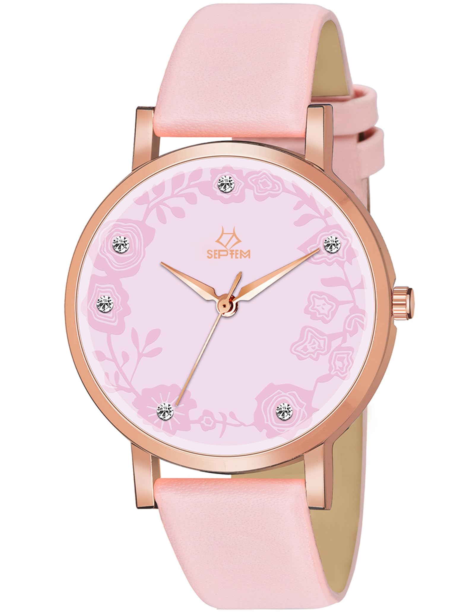 Septem Exclusive Choice Diamond Studded Pink Dial & Pink Strap Analog Wrist Watch for Girls (B0CRB6V55B) Amazon Price History, Amazon Price Tracker