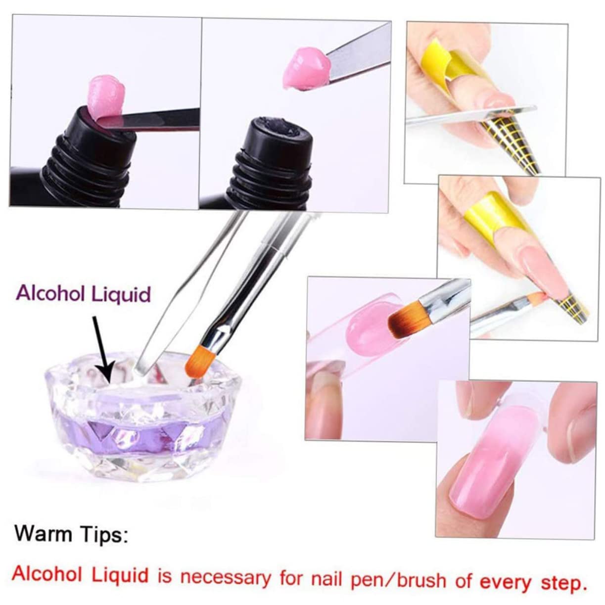 1set Nail Art Tools Double-headed Scratch Gel White Polish Fake Nails Glue Sanding Forms Crystal Stencils Manicure Supplies Extend
