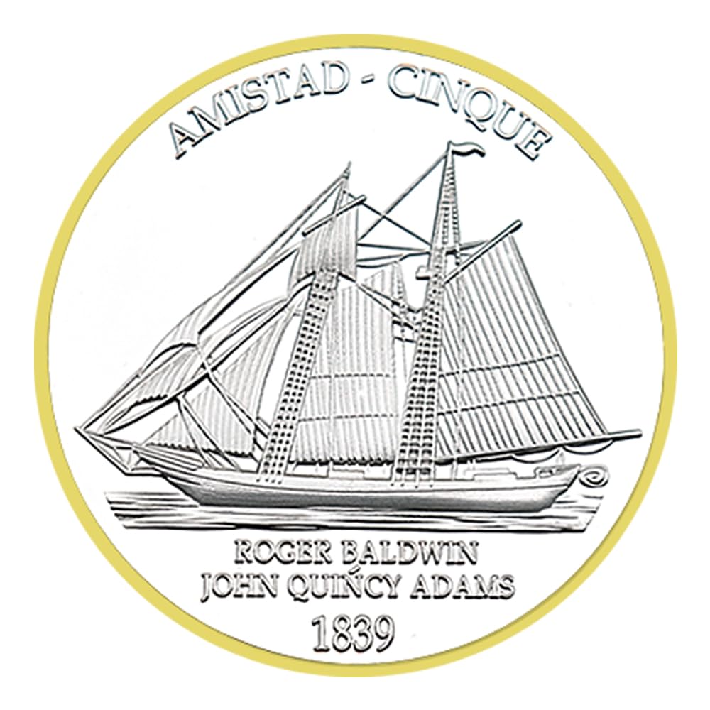 1839 AMISTAD Cinque Sailing Challenge Coin Roger Baldwin Metalowy pamiątkowy medal kolekcja