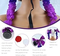 Vista 3 de Negro Morado 2 Pzas Coleta de Casco con Ventosa Desmontable Coleta de Casco de Motocicleta Trenzas de Casco de Bicicleta Colas de Cabello