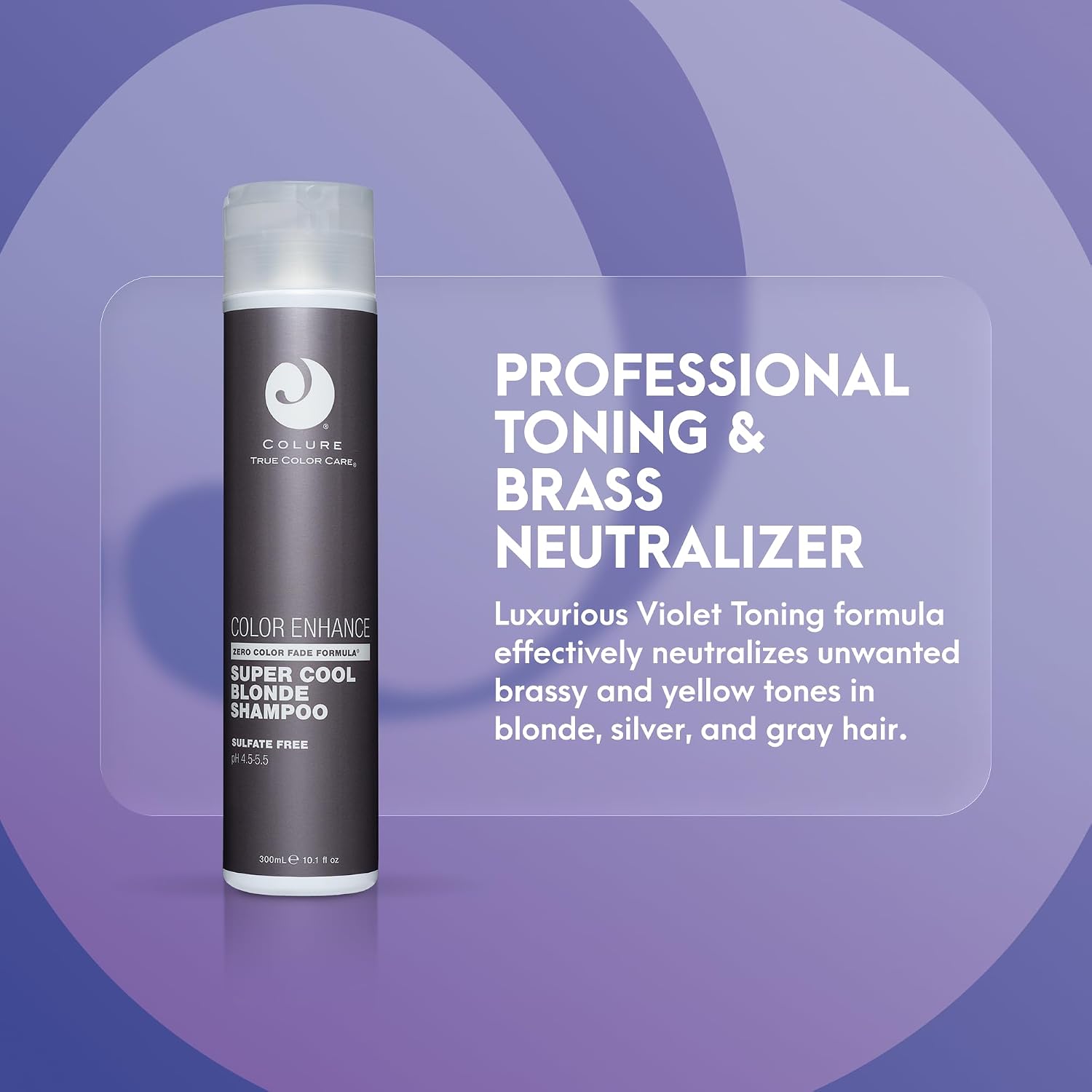 COLURE Cool Blonde Shampoo 10 oz - Purple Toning Cleanser for Brassiness and Anti Yellowing on Grey Hair