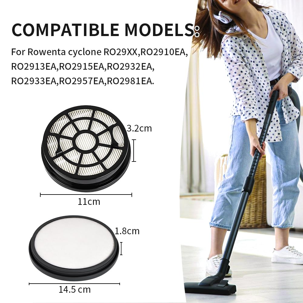YanBan Lot De 2 Filtres De Rechange Compatibles Rowenta Swift Power Cyclone RO2910 RO2913 RO2915 RO2932 RO2933 RO2957 RO2981