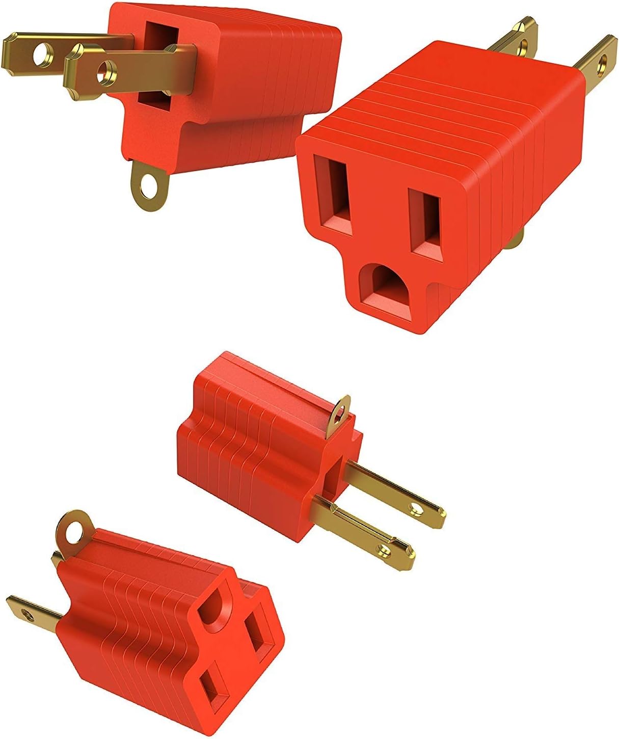 2 Prong to 3 Prongs Outlet Adapter Two Pack Converter Kit - Heavy Duty Grounded Wall Tap Extender Ideal for a Kitchen Plug, Electrical Cord, Household, Workshops, Industrial, Machinery, and Appliances