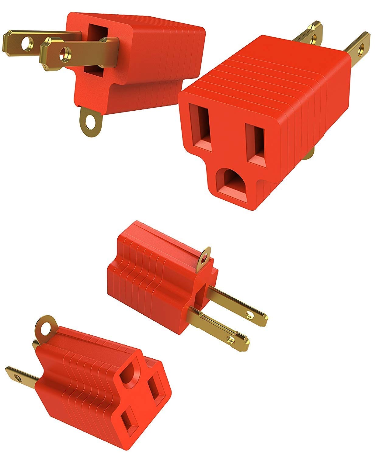 2 Prong to 3 Prongs Outlet Adapter Two Pack Converter Kit - Heavy Duty Grounded Wall Tap Extender Ideal for a Kitchen Plug, Electrical Cord, Household, Workshops, Industrial, Machinery, and Appliances