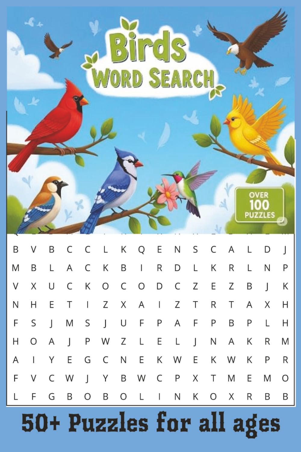Birds Word Search: Large Print Bird Word Search for Adults Relaxing Puzzles for Bird Lovers Seniors and Teens