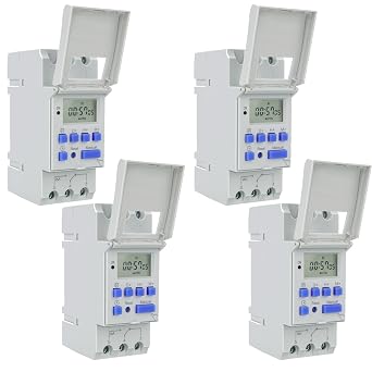 4Pcs Timer Switch, THC15A, AC 110V 16Amp, Digital LCD Power Programmable Timer Time Relay Switch, Supports 28 Scheduled Times Daily or Weekly 4