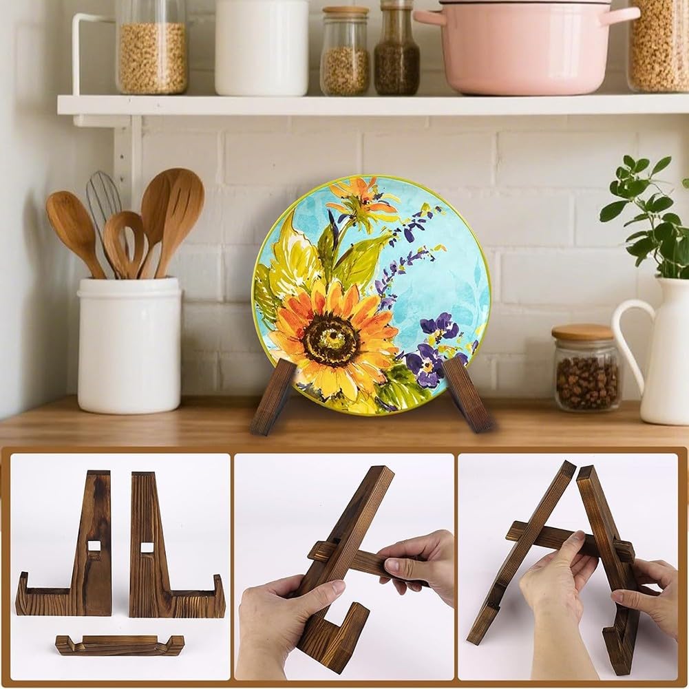 Supporto Per Piatti In Legno DEBETOOL - Cavalletto Decorativo Rustico Per Tavolo