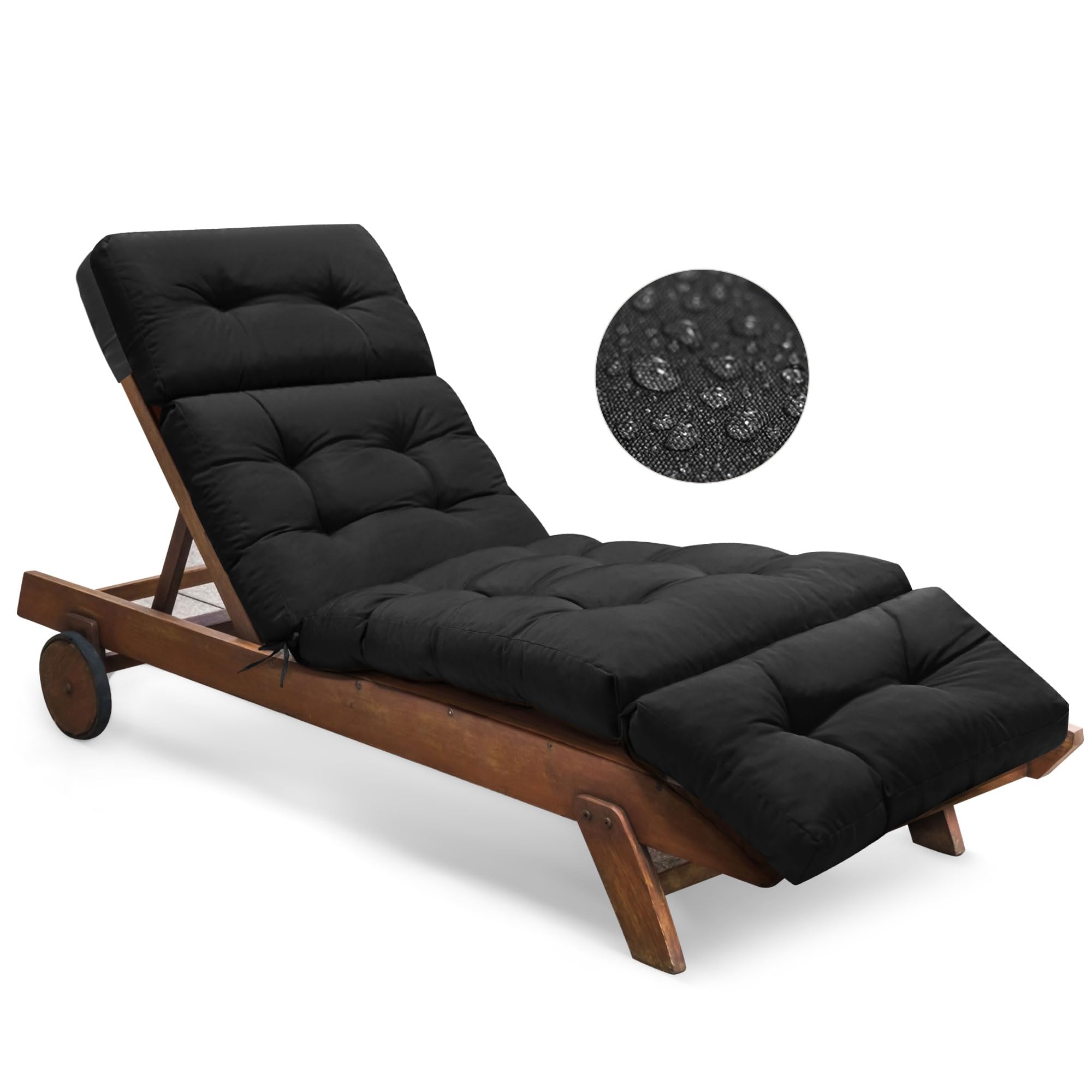 Outdoor Chaise Lounge Chair Cushion Replacement x 22 x Inches  Memory Foam Waterproof Lounge Chair Cushions for Outdoor Furniture with Ties