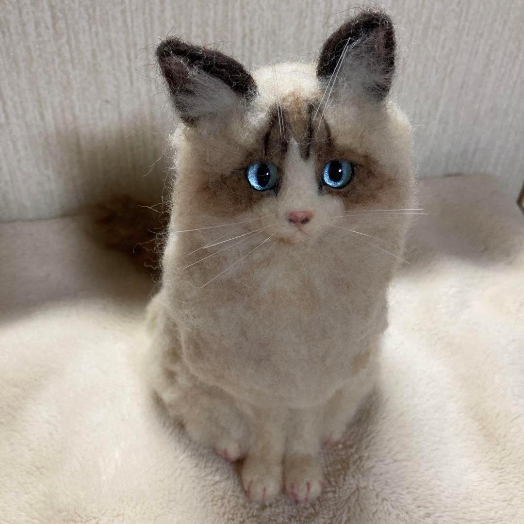 羊毛フェルト ラグドールの猫ちゃん 猫 長毛種 羊毛フェルト猫 羊毛