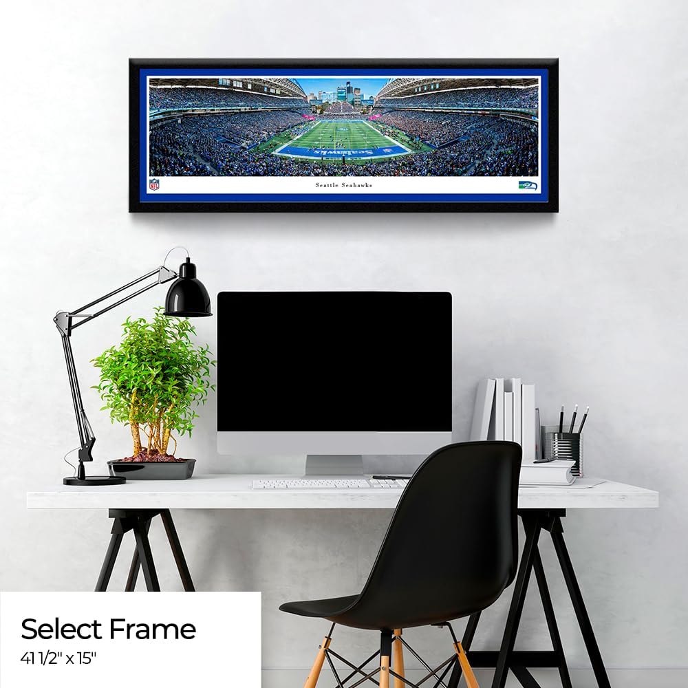 Seattle Seahawks Throwback - End Zone - 41.5x15-inch Single Mat, Select Framed Picture by Blakeway Panoramas