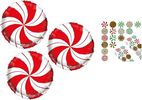 Juego de 3 globos de Navidad de 18 pulgadas con 10 calcomanías de Navidad incluidas, globos de Mylar para decoración de fiesta de cumpleaños,